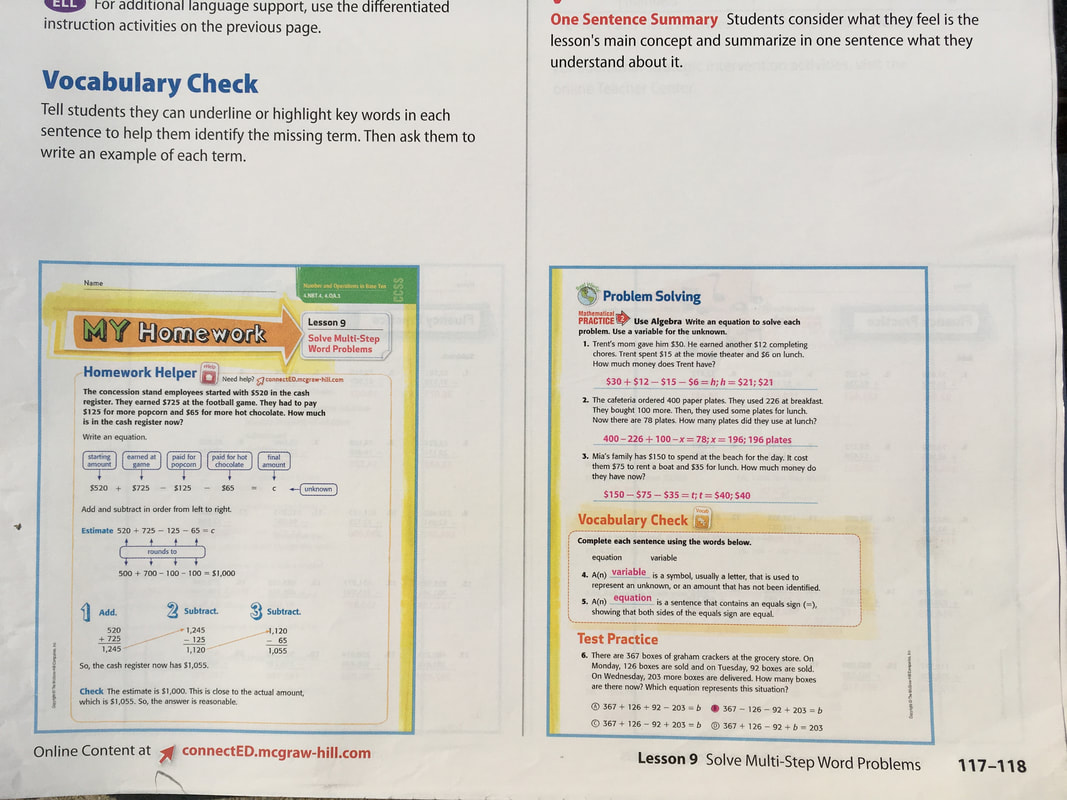 4th grade math homework book
